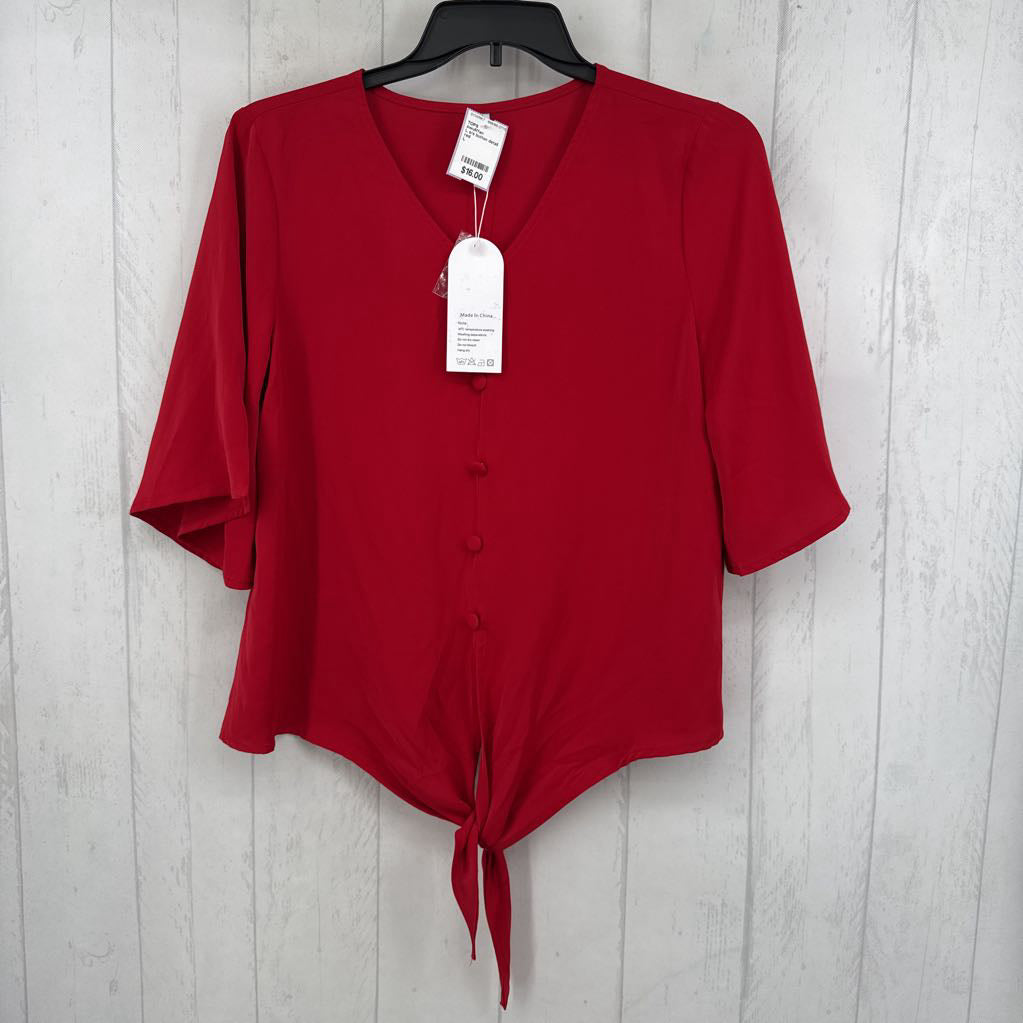 L s/s button detail knotted top