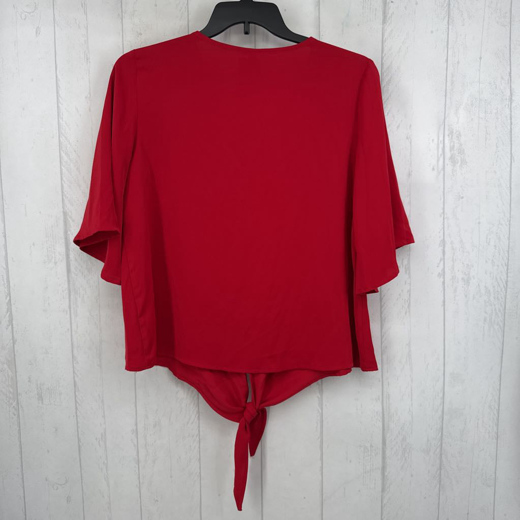 L s/s button detail knotted top
