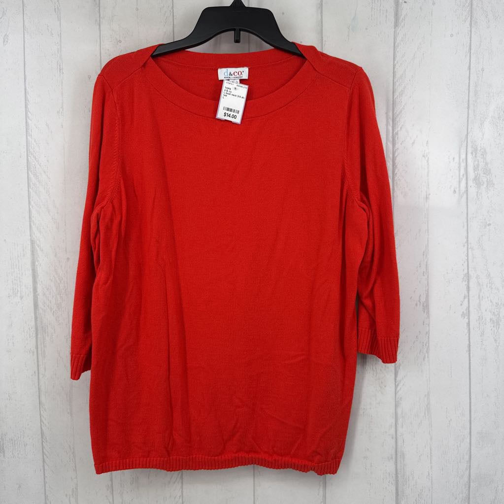 L boat neck 3/4 slv top