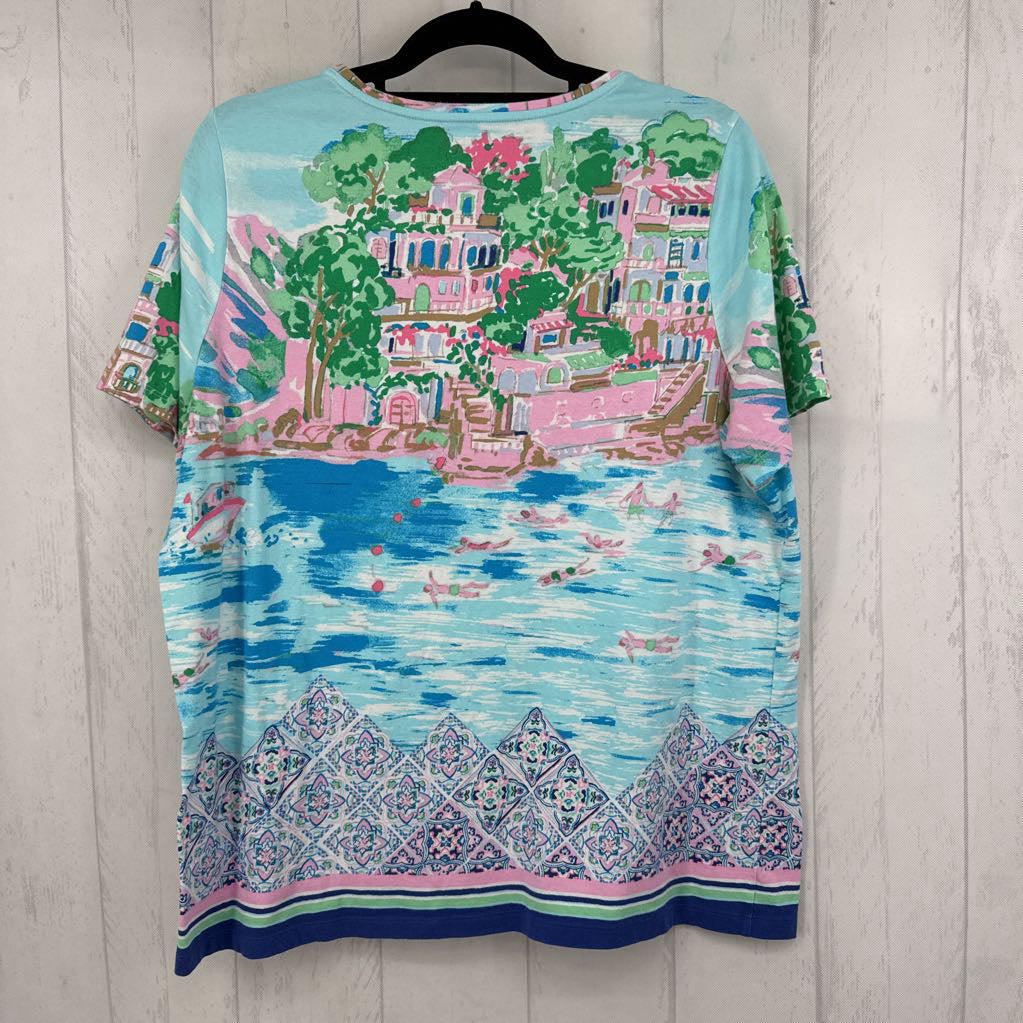 2x s/s lake como print top