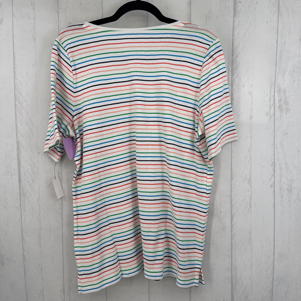 1x s/s v-neck stripe top