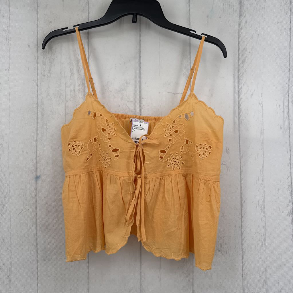 S tie-front peplum tank