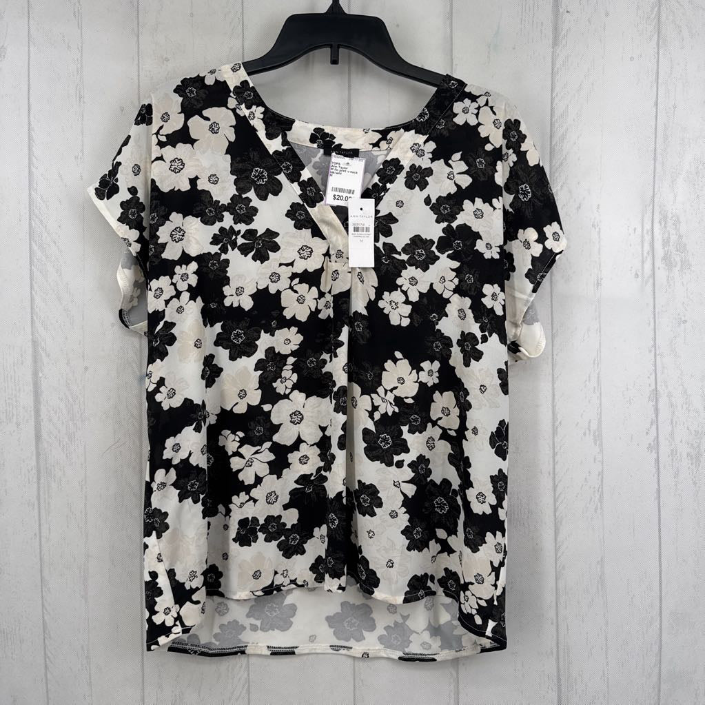 M flo print v-neck s/s top