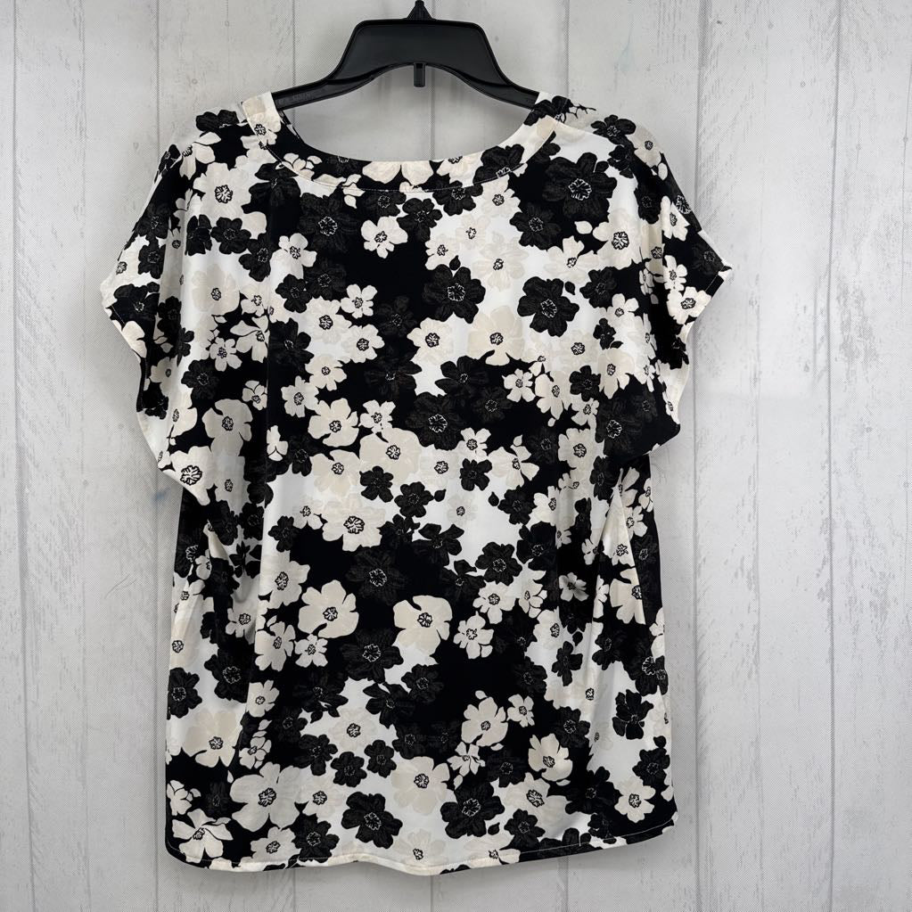 M flo print v-neck s/s top