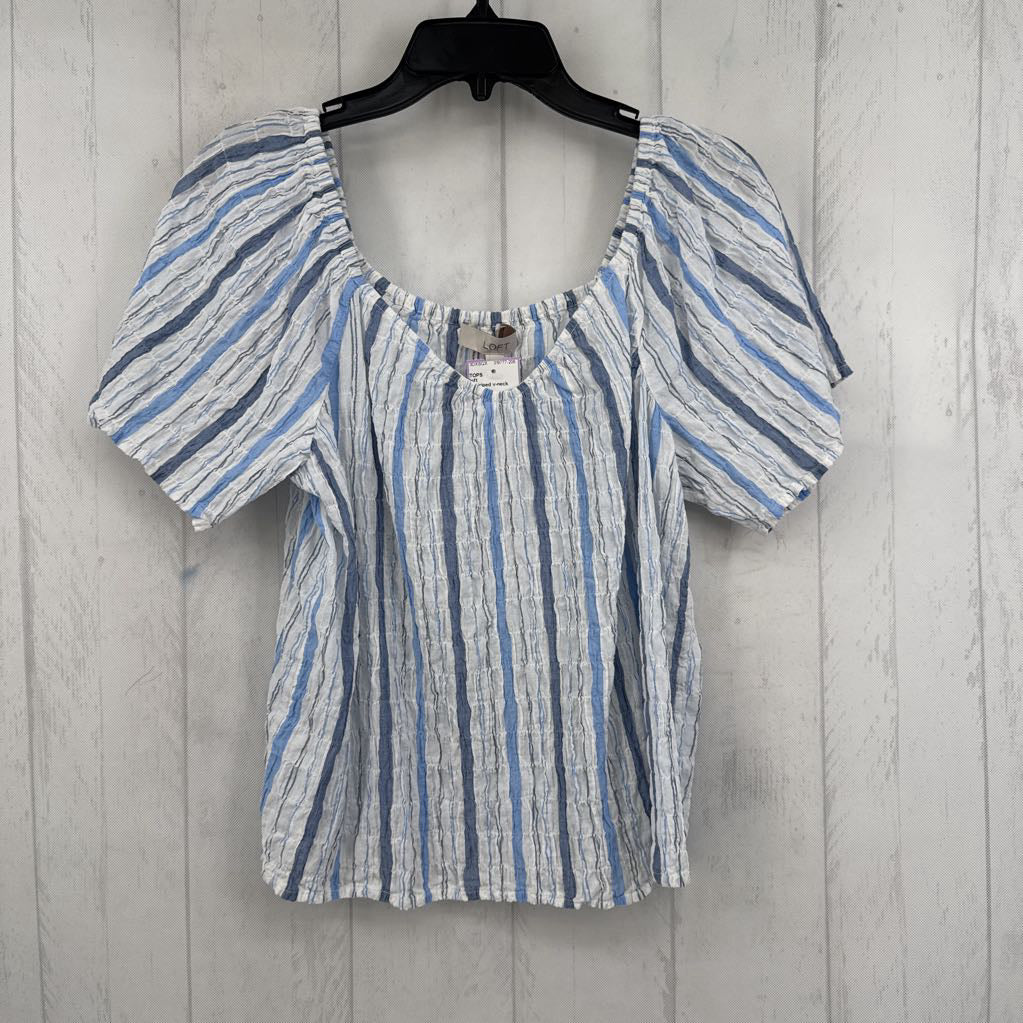 S striped v-neck s/s top