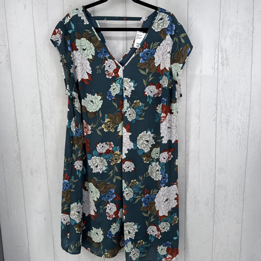 2x s/s floral pleated dress