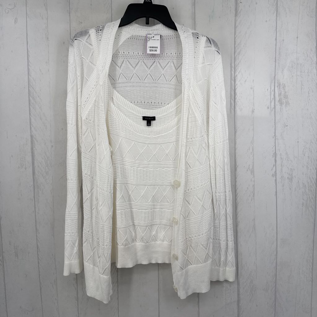 L 2pc crochet cami & cardi set