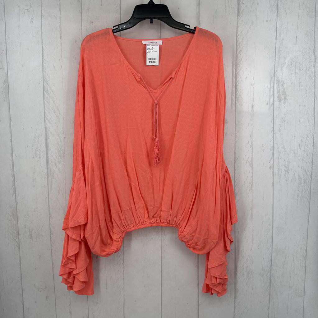 L tassel tie flowy slv top l/s