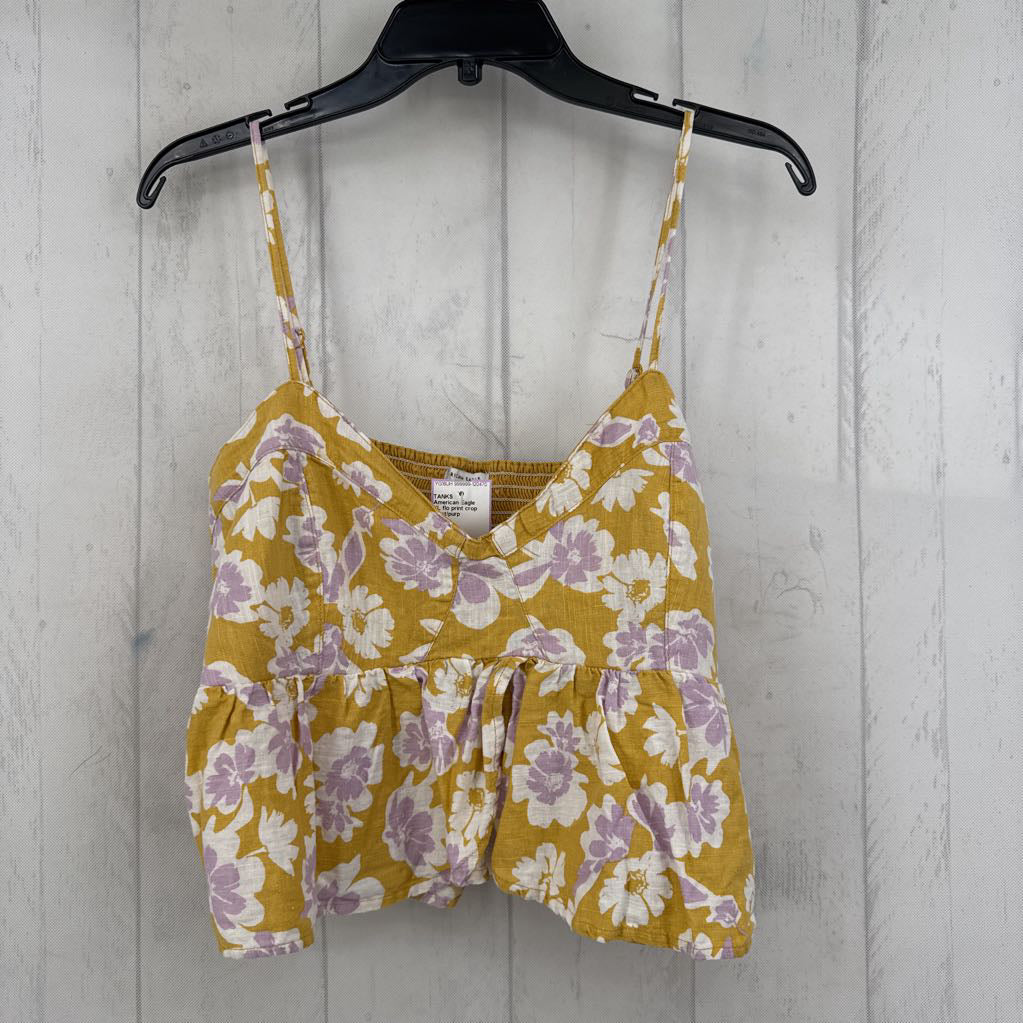 XL flo print crop peplum tank