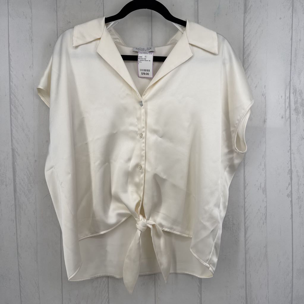 L button down tie front s/s top
