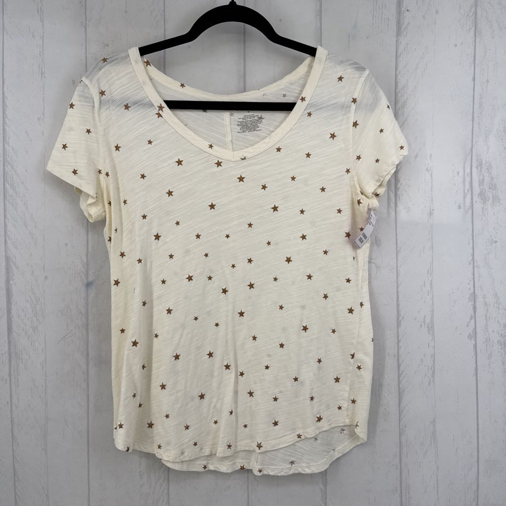 M star print v-neck s/s tee