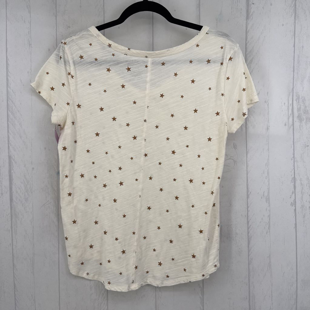 M star print v-neck s/s tee