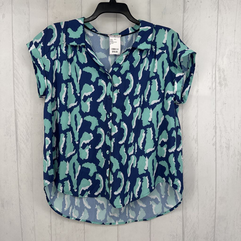 M animal print button down s/s top
