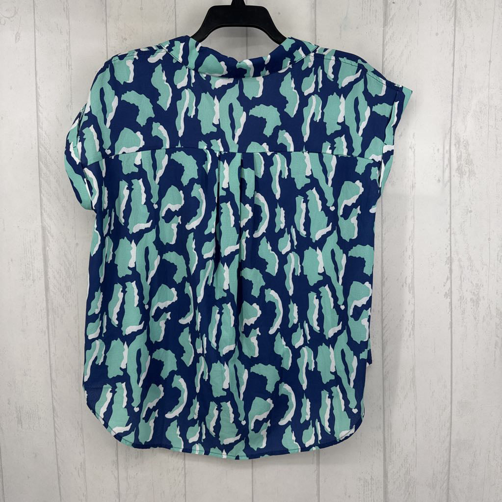 M animal print button down s/s top