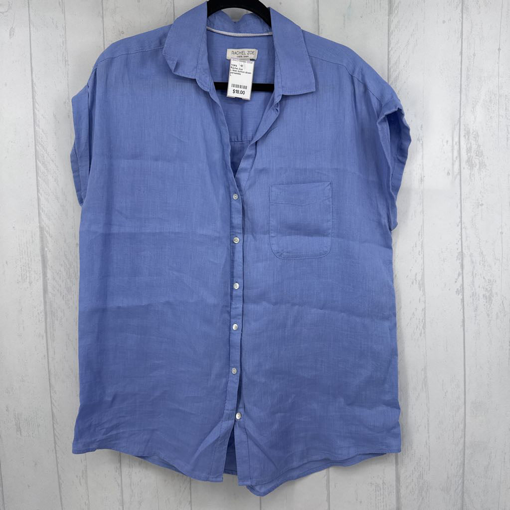 L linen button down s/s top