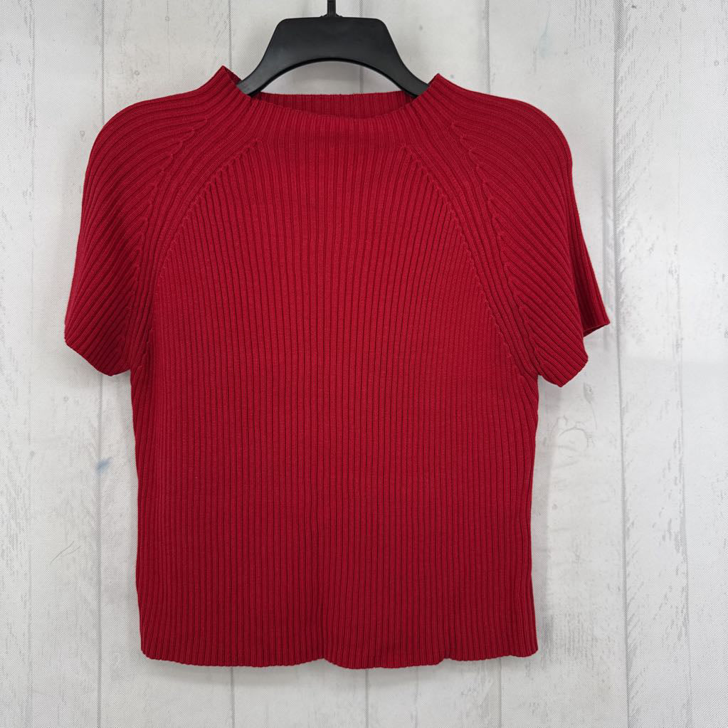 L ribbed mockneck s/s top