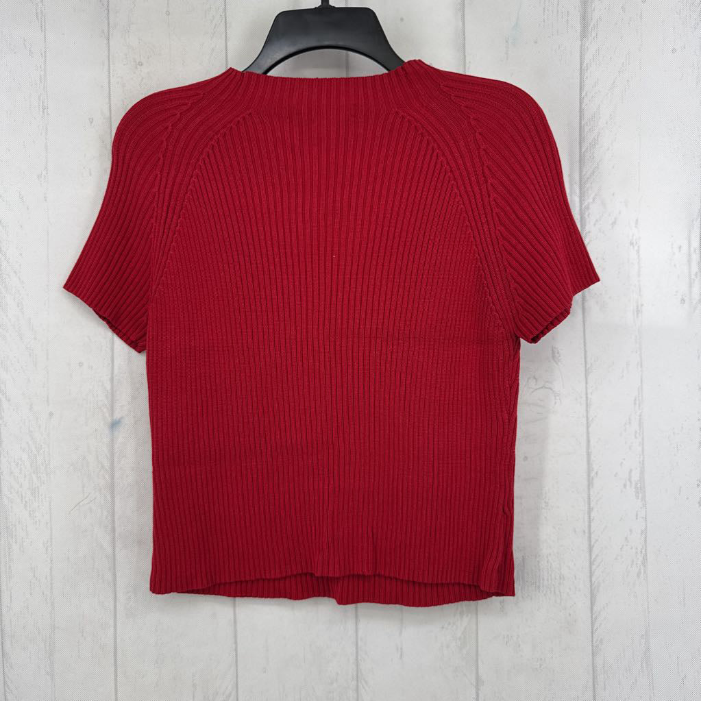 L ribbed mockneck s/s top