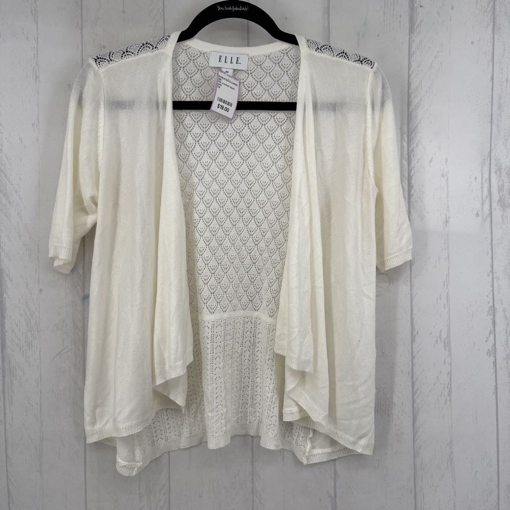 XS crochet back open front s/s cardi