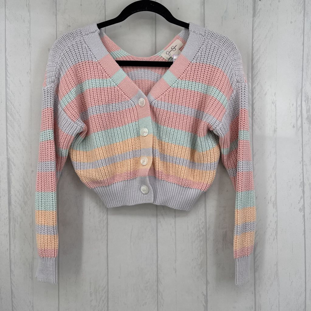 S striped button front cardi