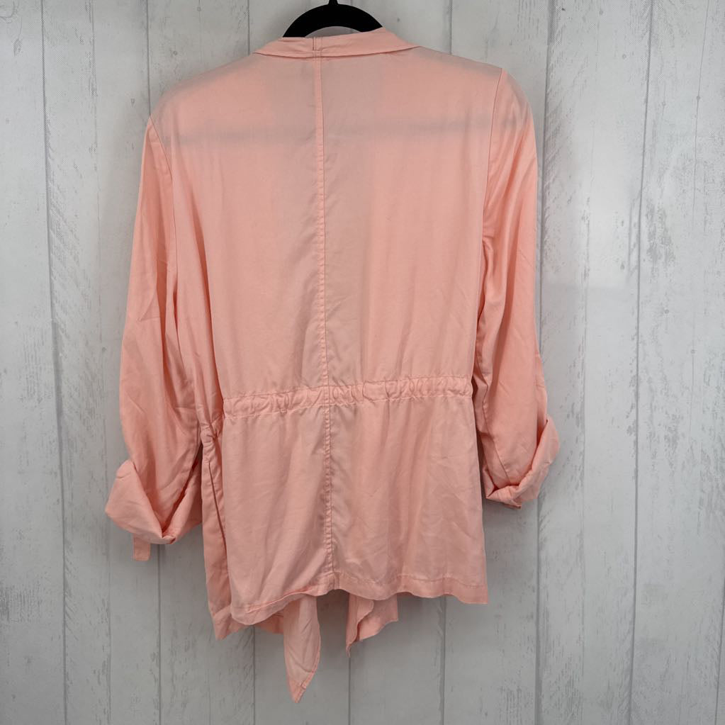 M open front drawstring waist tab slv jacket
