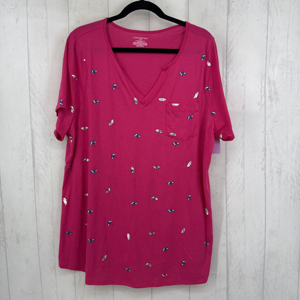 18/20 umbrella print split neck s/s tee