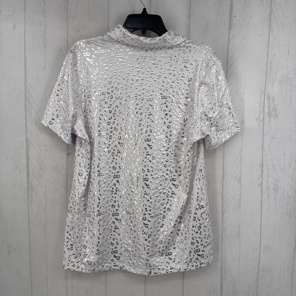 L s/s animal print polo top