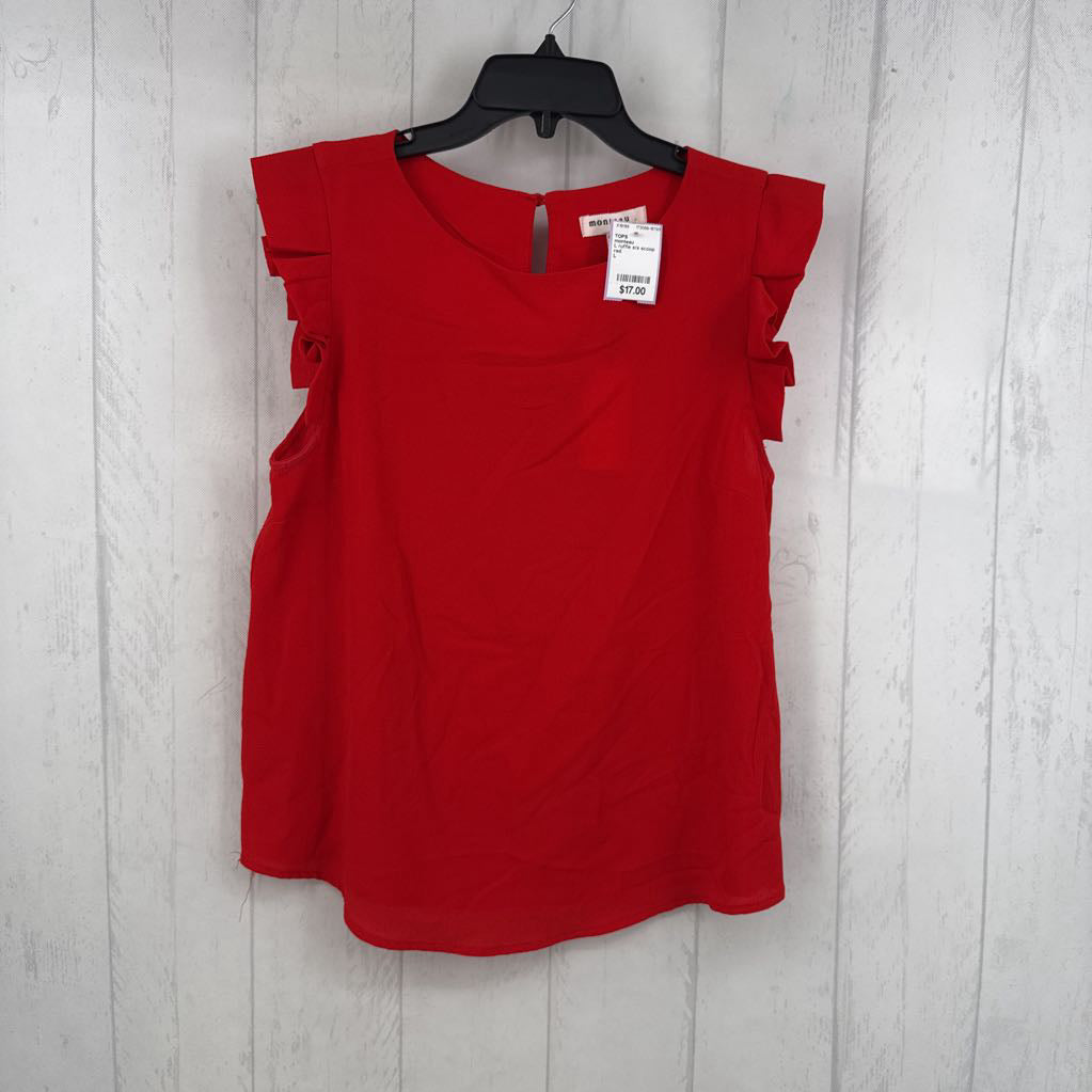 L ruffle s/s scoop neck top