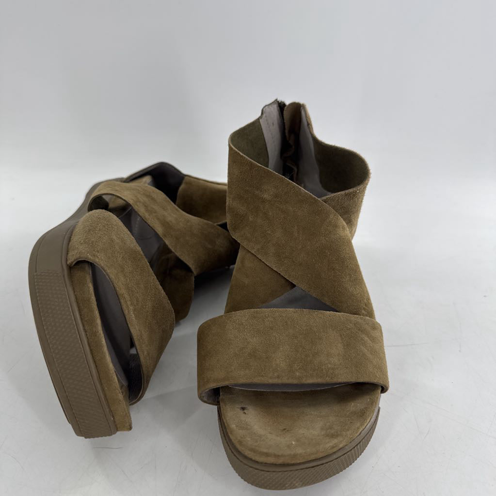6 suede ankle zip platform sandal