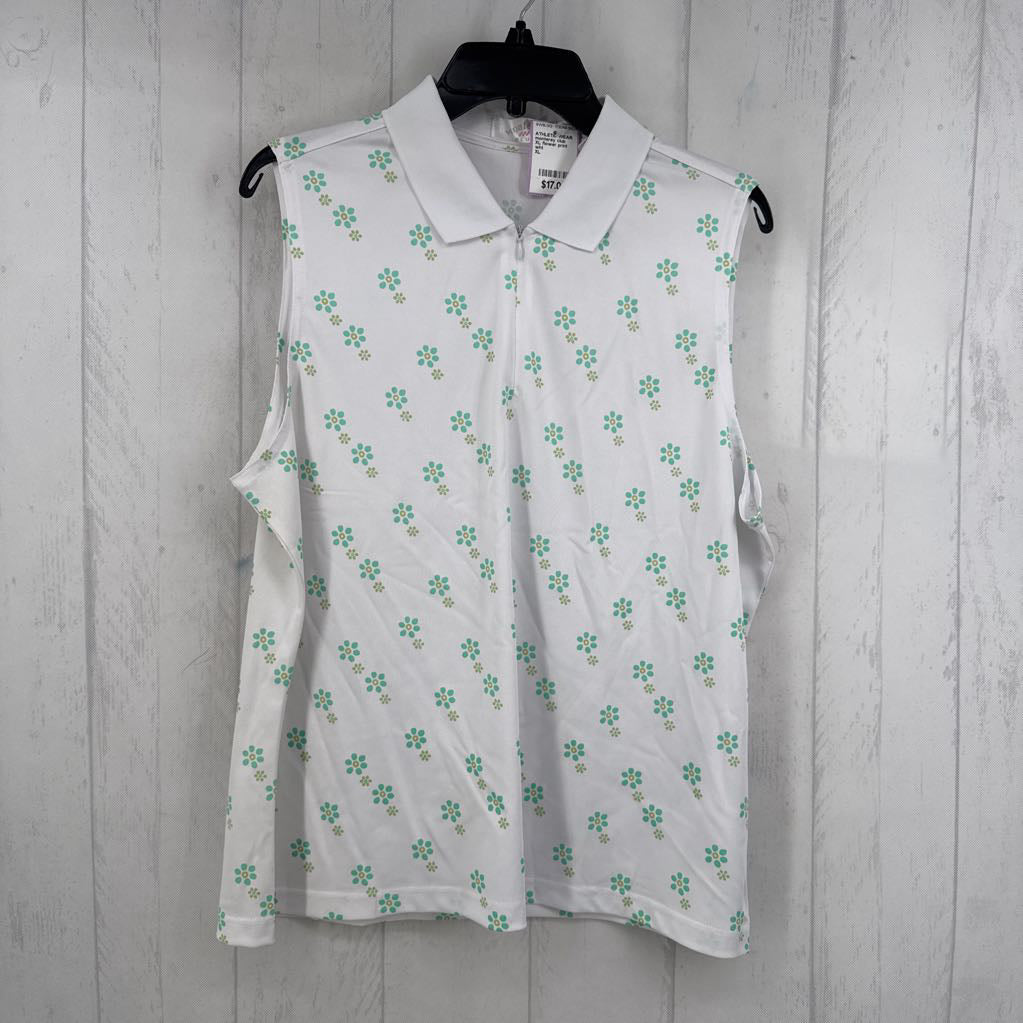 XL flower print quarter zip tank