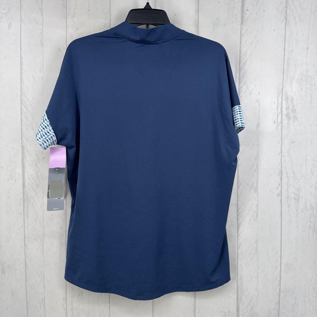 XL s/s quarter zip hi-low top