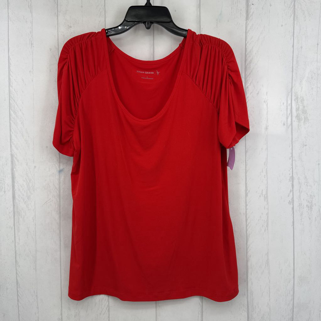L ruched slv top s/s