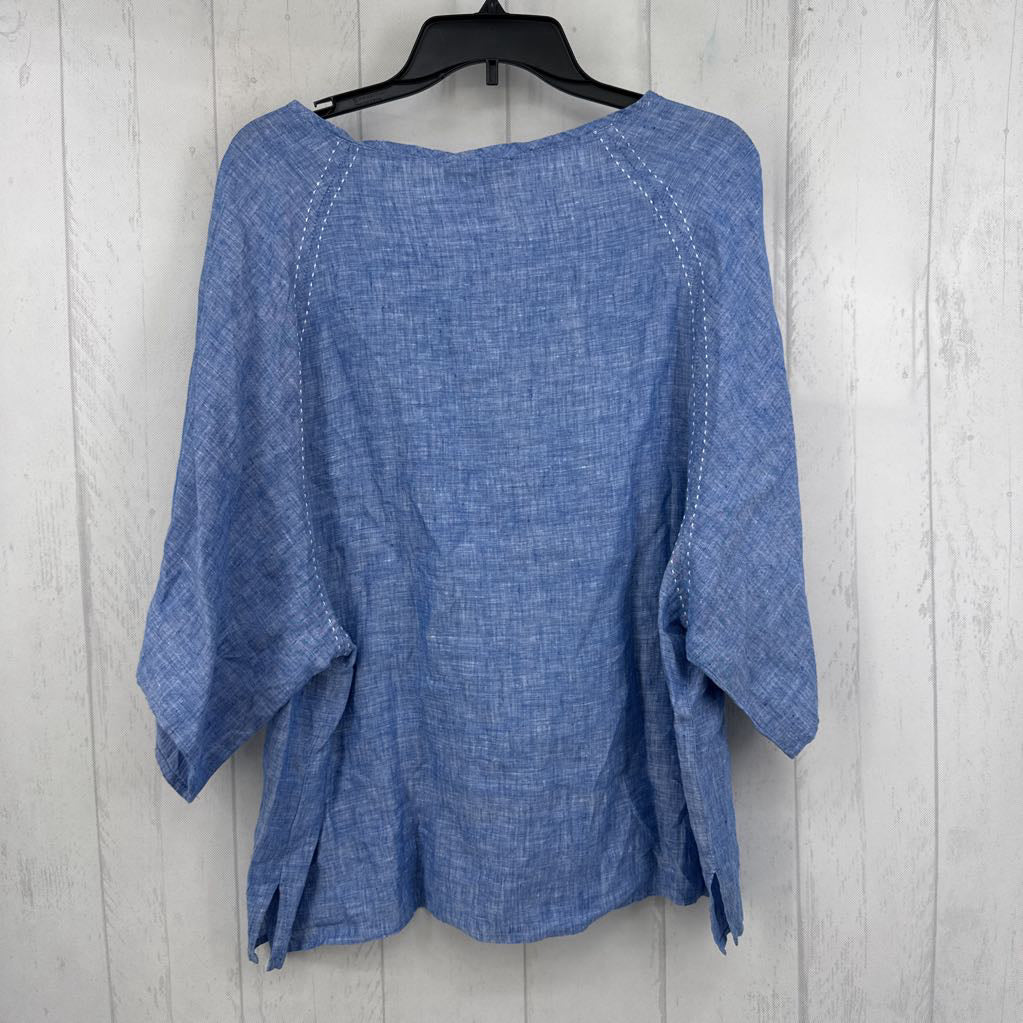 XL chambray drop shoulder top