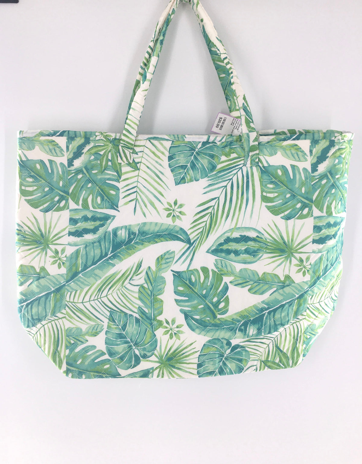 quilted leaf print tote
