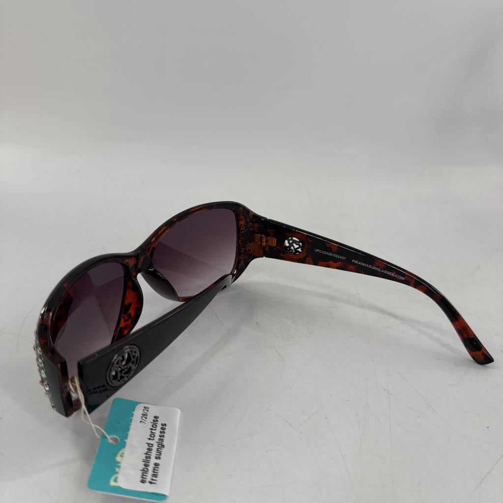 embelished tortoise frame sunglasses