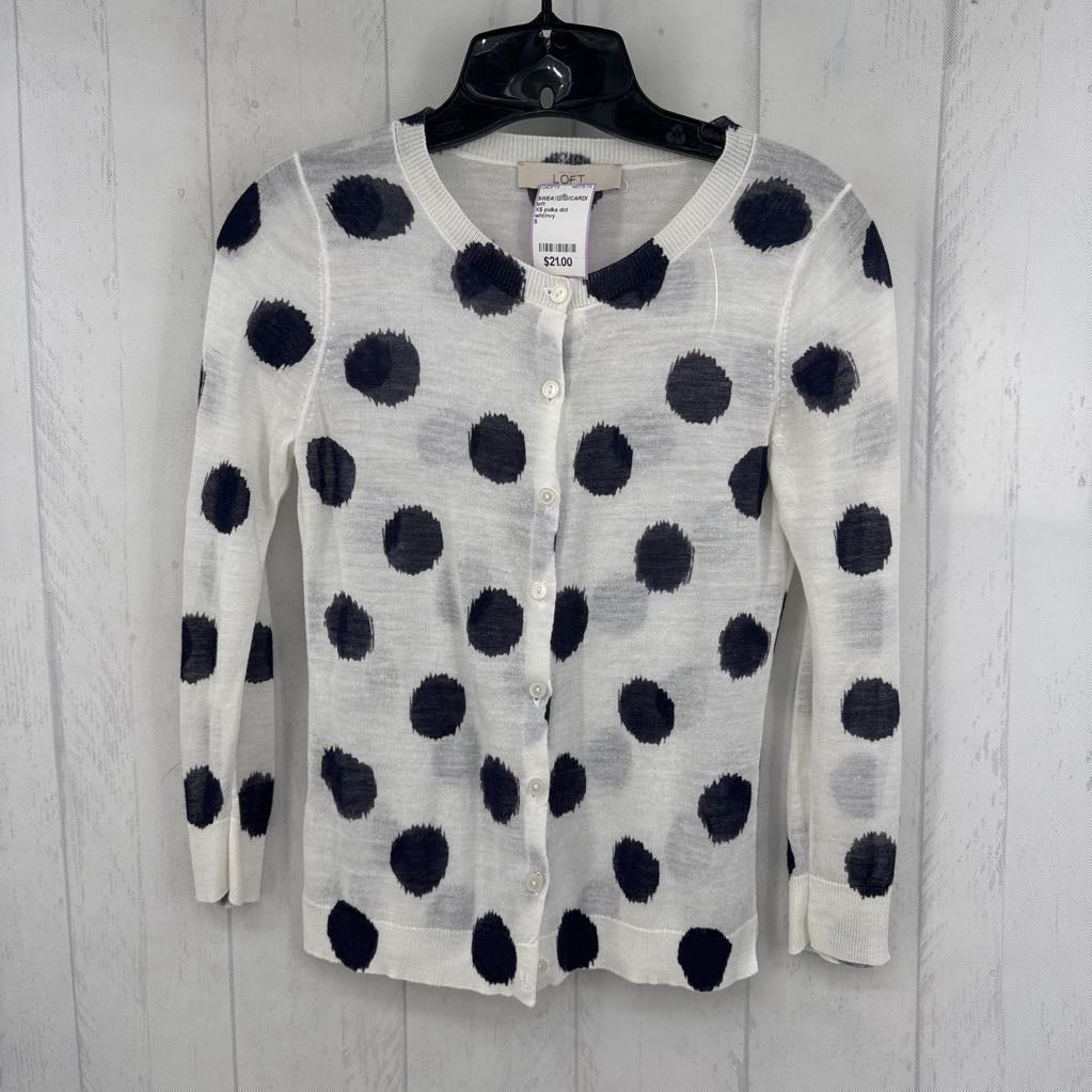 XS polka dot lightweight button down cardi