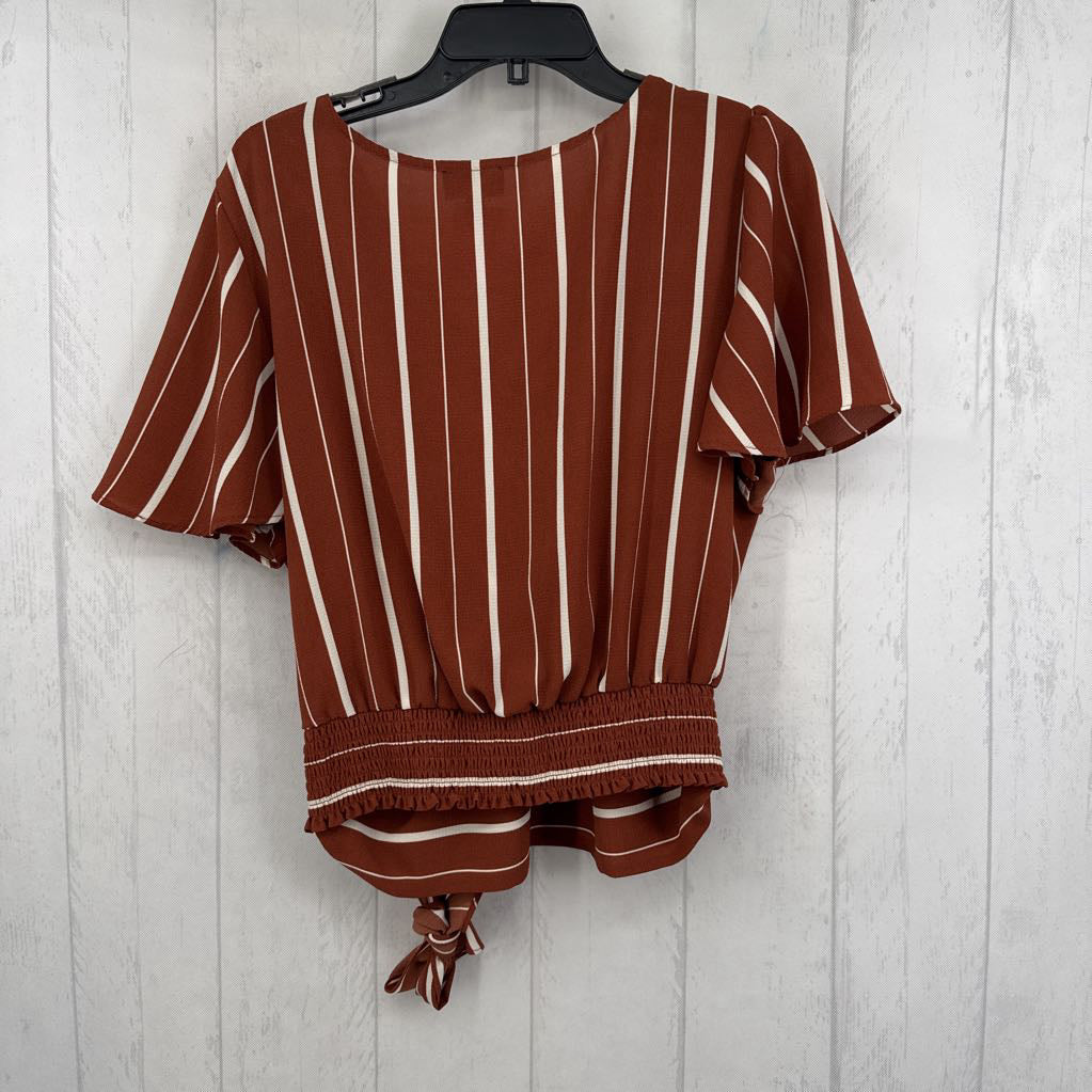 XL s/s stripe side knotted top