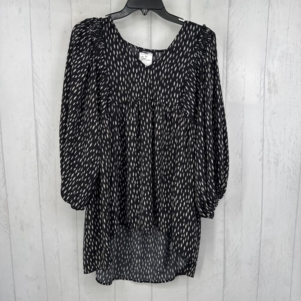 L elbow slv print v-neck top