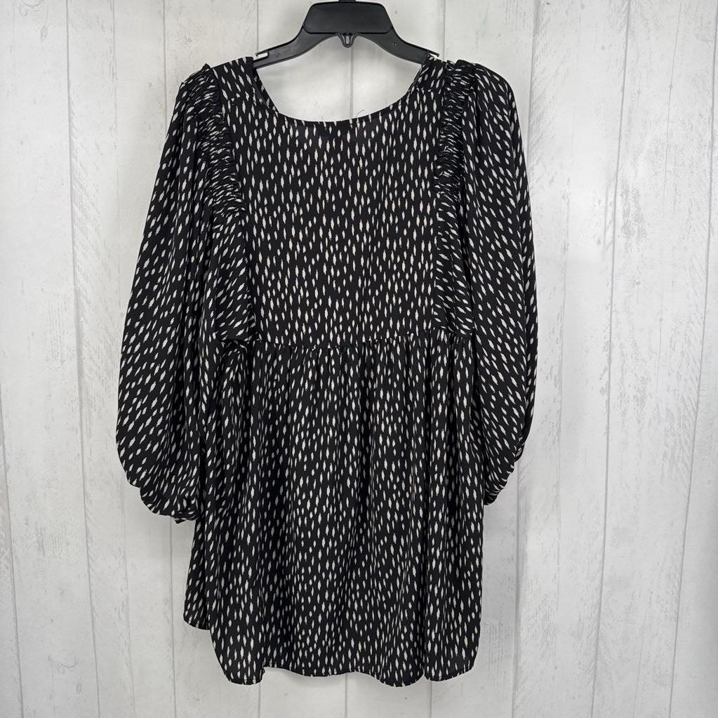 L elbow slv print v-neck top
