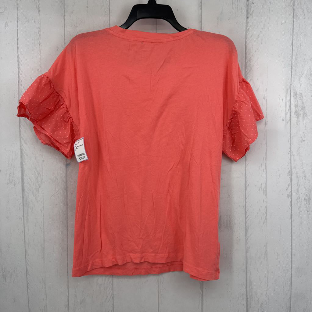 L ruffle s/s scoop neck top