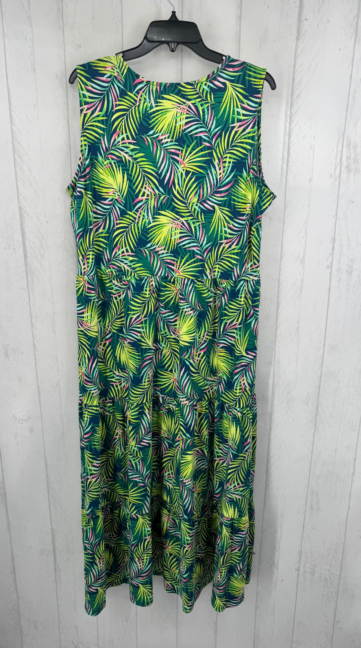 XL leaf print slvls maxi dress