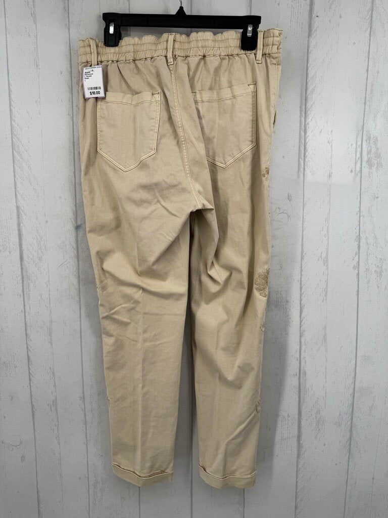 L flower embroidered jeans