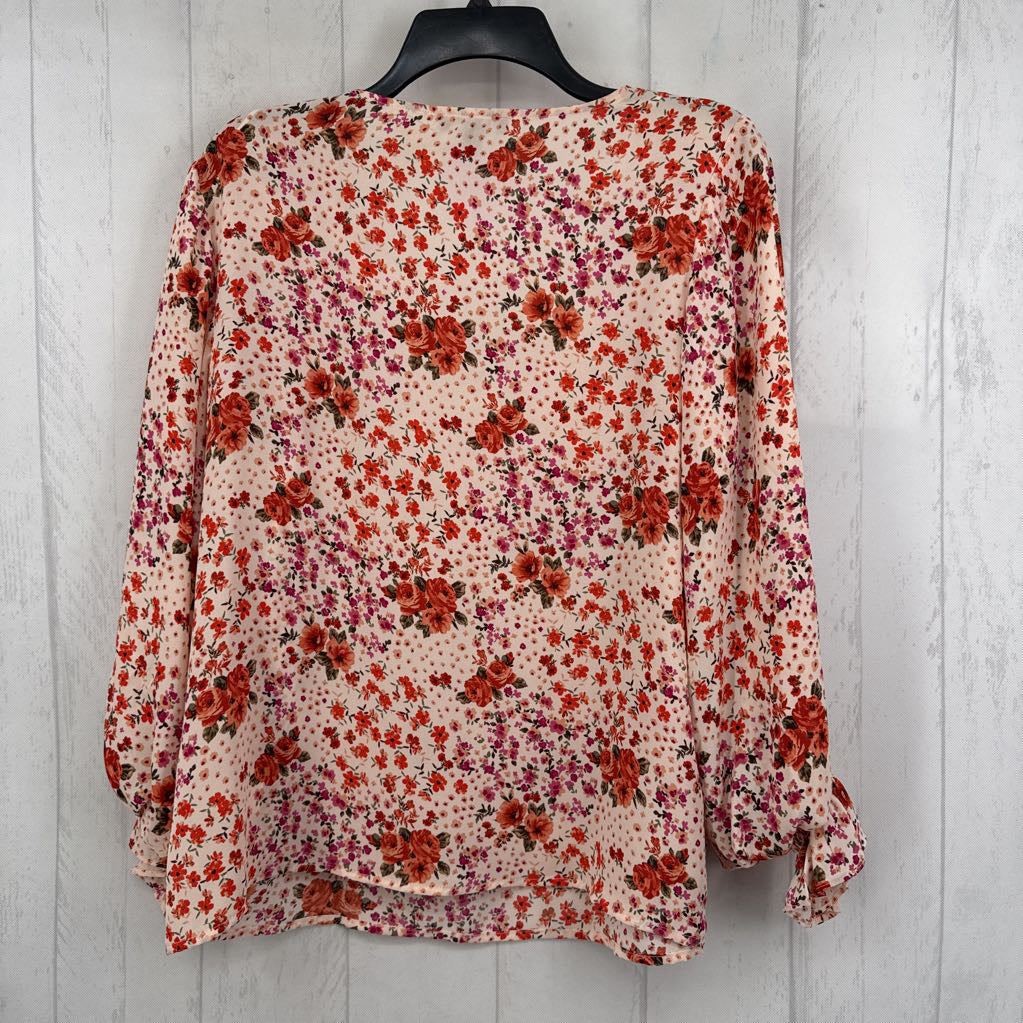 M flo print v-neck l/s top