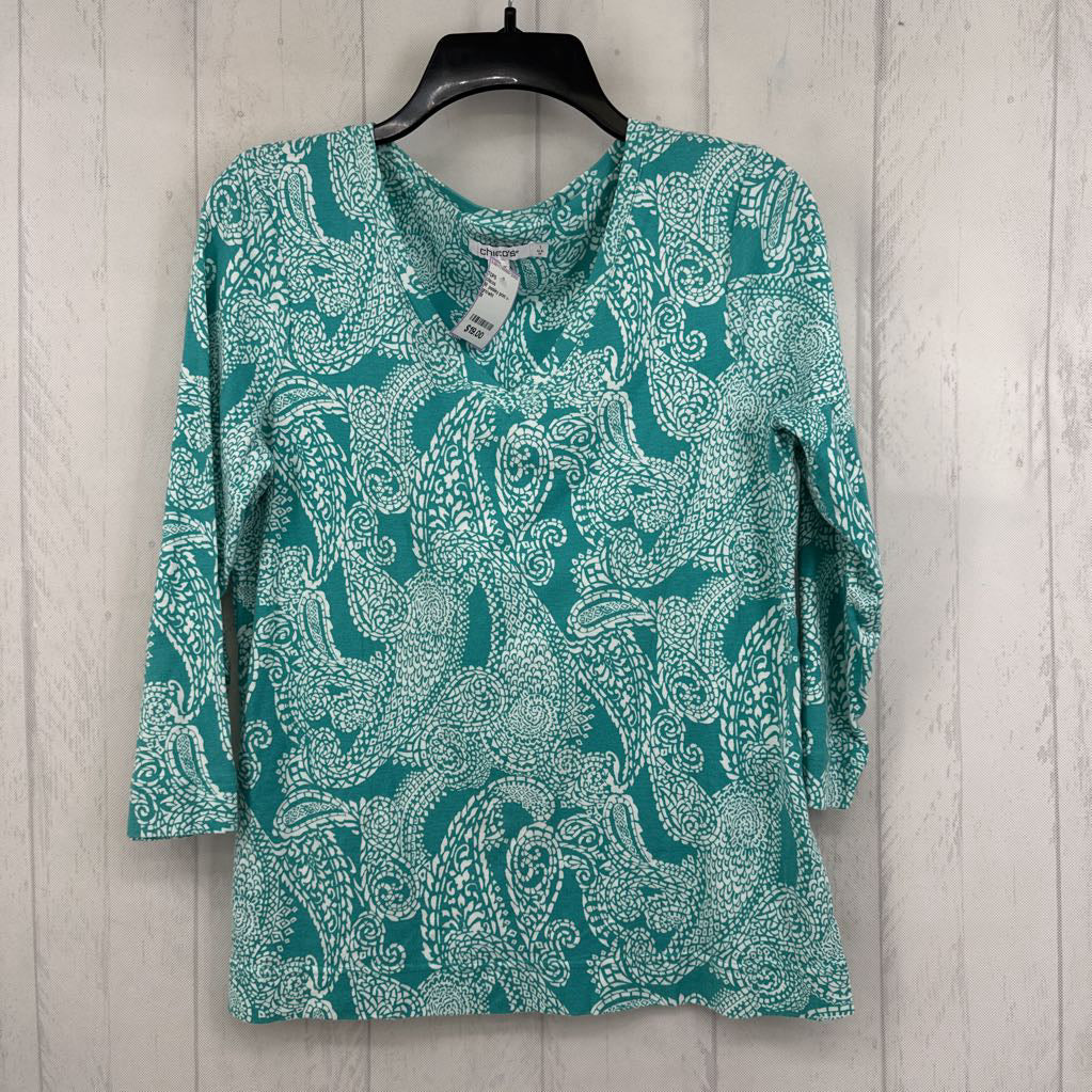 M paisley print v-neck l/s tee