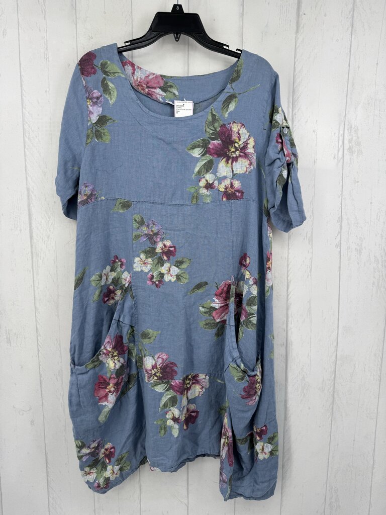 M s/s floral pocket dress