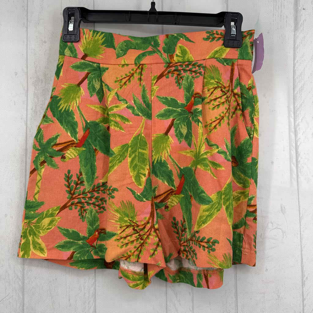 S hi-rise tropical print shorts