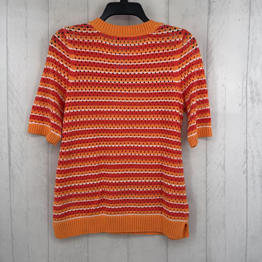 XS striped crochet s/s sweater