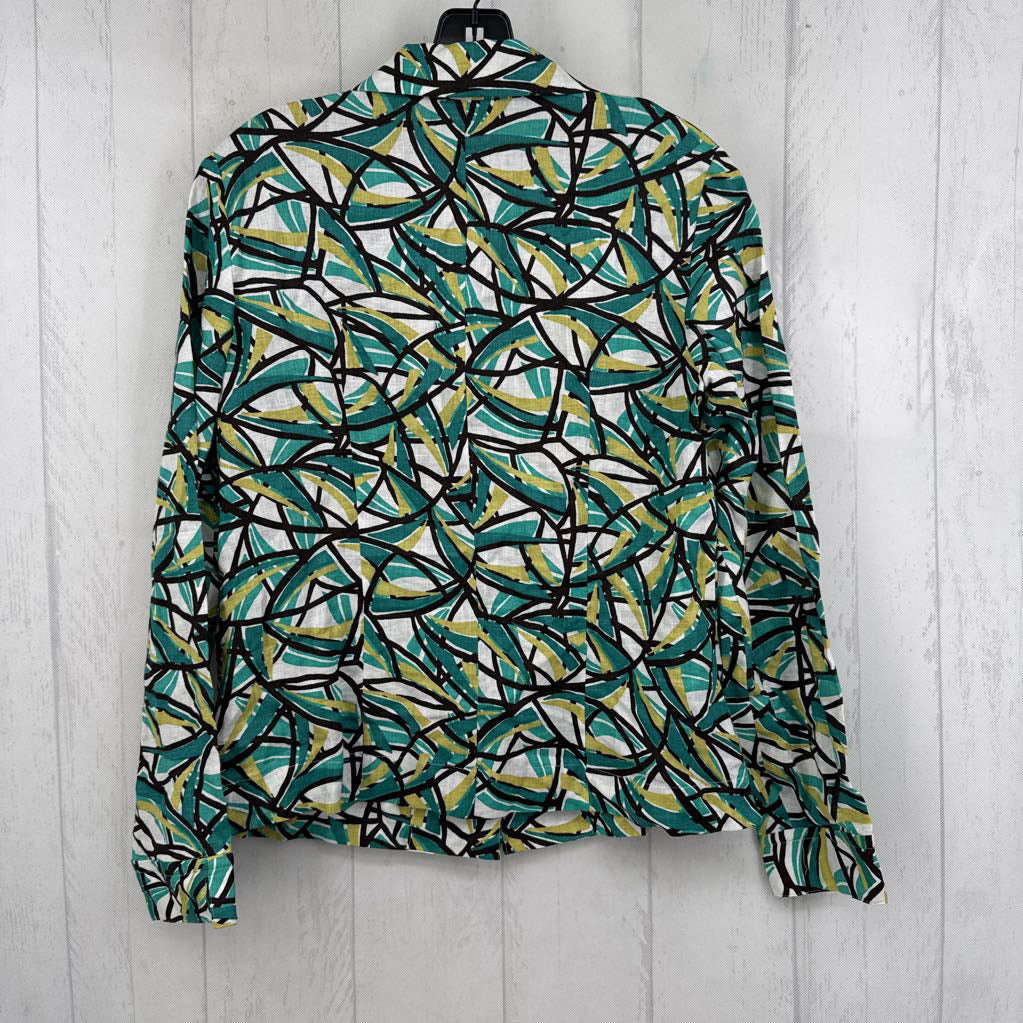 6 printed button down l/s top