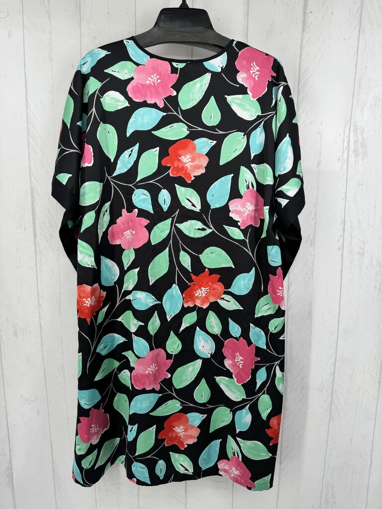 M flo print v-neck drop shoulder dress