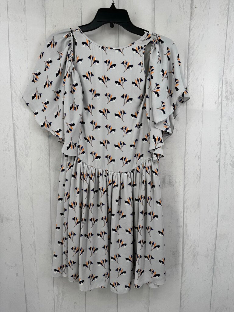 XS cold shoulder flower print pleated dress