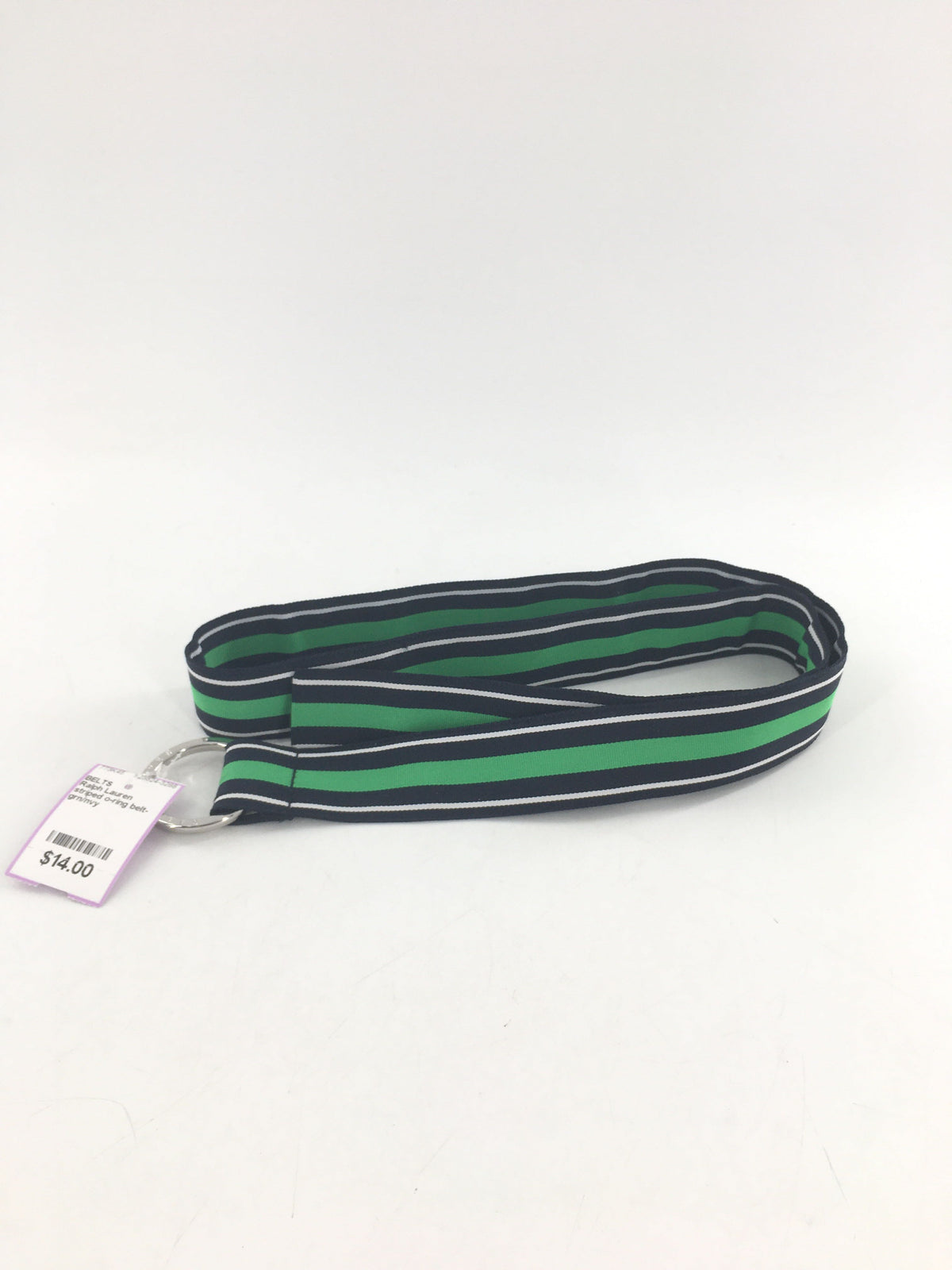 striped o-ring belt-grn/nvy
